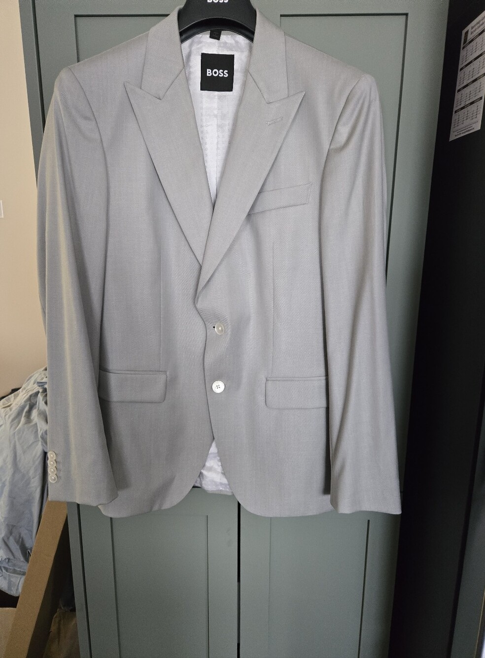 NWOT BOSS Light Gray Single-Breasted Notch Lapel Blazer 38-40